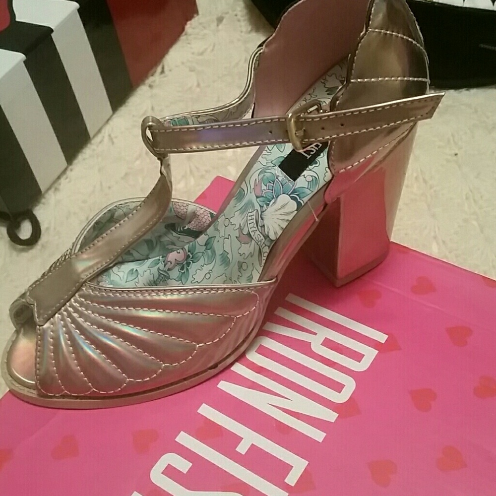 Iron Fist Mother of Pearl Pink Iridescent Heels